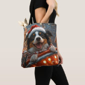 Border Collie Hond Roller Coaster Kerstmis Tote Bag (Dichtbij)