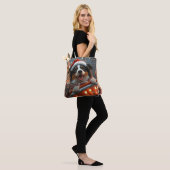 Border Collie Hond Roller Coaster Kerstmis Tote Bag (Op model)