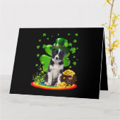 Border Collie Hond Shamrock St Patricks Dag Hond I Kaart (Gele Bloem)