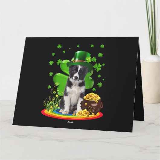 Border Collie Hond Shamrock St Patricks Dag Hond I Kaart (Achterkant)