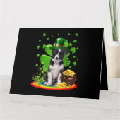 Border Collie Hond Shamrock St Patricks Dag Hond I Kaart (Voorkant)