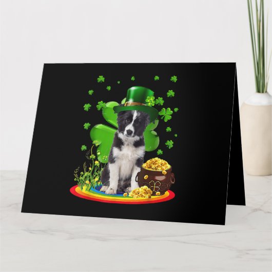 Border Collie Hond Shamrock St Patricks Dag Hond I Kaart (Voorkant)