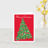 Border Collie Hond Silhouet Kerstboom Rood Kaart (Gele Bloem)