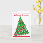 Border Collie Hond Silhouet Kerstboom Wit Kaart (Gele Bloem)