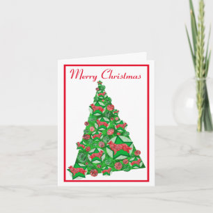Border Collie Hond Silhouet Kerstboom Wit Kaart