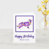 Border Collie Hond Silhouet PPY&B Verjaardag Kaart (Gele Bloem)