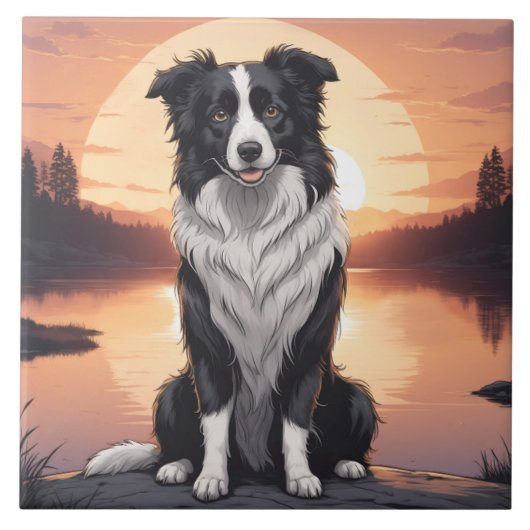 Border Collie Hond Tegeltje (Voorkant)