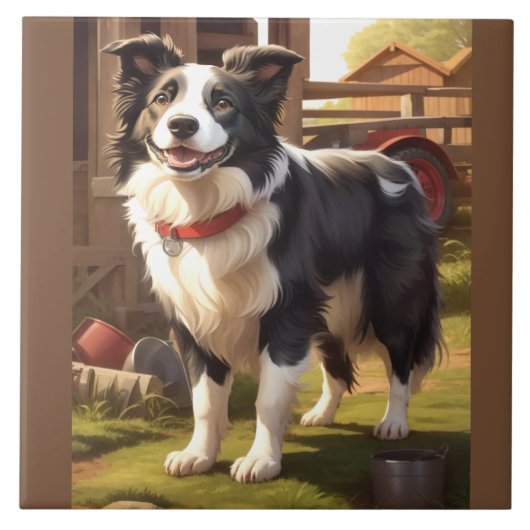 Border Collie Hond Tegeltje (Voorkant)