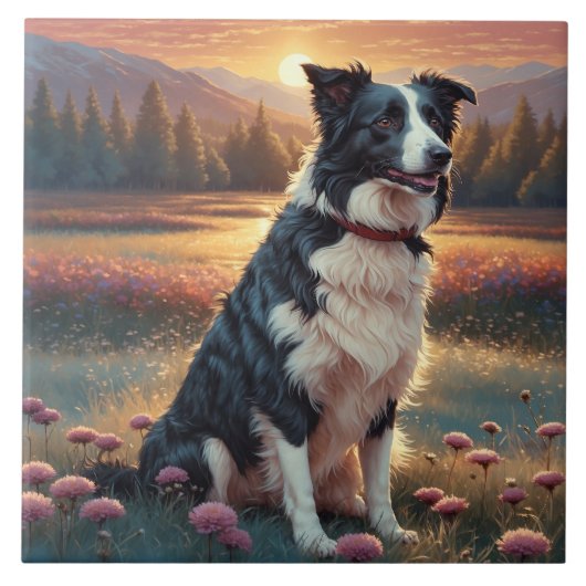 Border Collie Hond Tegeltje (Voorkant)