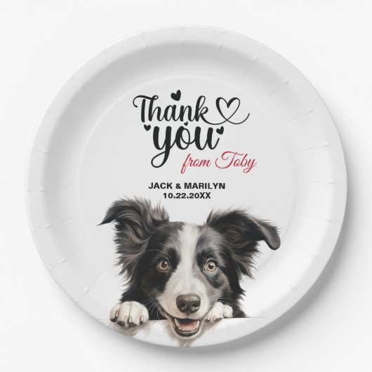 Border Collie Hond Trouwcocktail Papieren Bordje (Voorkant)