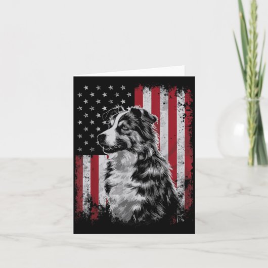 Border Collie Hond Vader Moeder Amerika 4 juli Kaart (Voorkant)