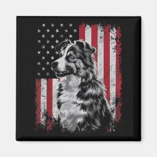 Border Collie Hond Vader Moeder Amerika 4 juli Magneet
