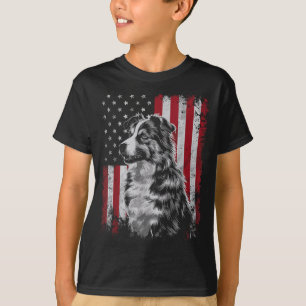 Border Collie Hond Vader Moeder Amerika 4 juli T-shirt