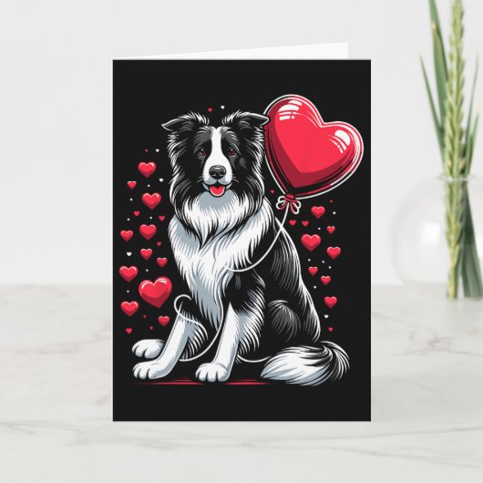 Border Collie Hond Valentijnsdag Hondenbezitter Va Kaart (Voorkant)