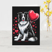 Border Collie Hond Valentijnsdag Hondenbezitter Va Kaart (Gele Bloem)