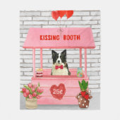 Border Collie Hond Valentijnsdag Kusstand Fleece Deken (Voorkant)