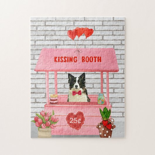 Border Collie Hond Valentijnsdag Kusstand Legpuzzel (Verticaal)