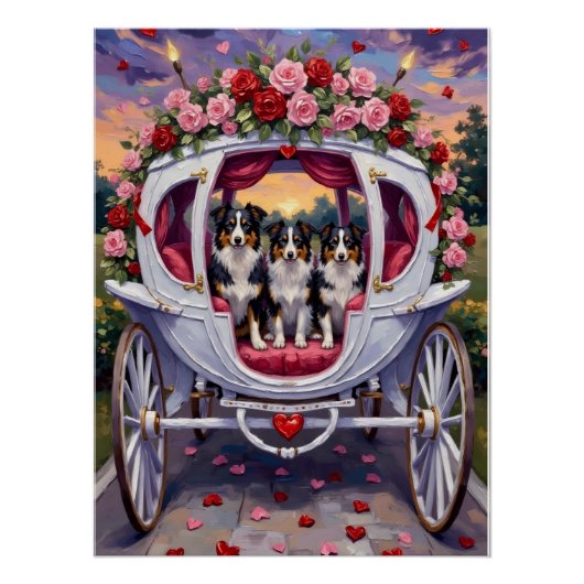 Border Collie Hond Valentijnsdag Perfect Poster (Voorkant)
