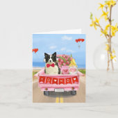 Border Collie-hond Valentijnsdag vrachtwagen harte Kaart (Gele Bloem)