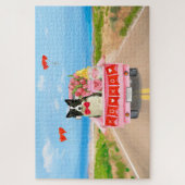 Border Collie-hond Valentijnsdag vrachtwagen harte Legpuzzel (Verticaal)