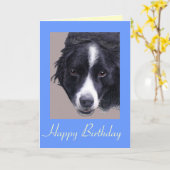 border collie hond verjaardagskaart kaart (Gele Bloem)