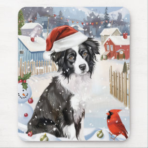 Border Collie Hond Winter Wonderland Kerstvreugde Muismat
