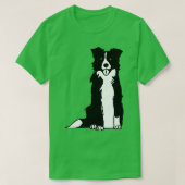 Border Collie Hond Zittend T-shirt (Design voorkant)