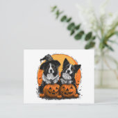 Border Collie Honden Halloween Jack O Lanterns Briefkaart (Staand voorkant)