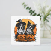 Border Collie Honden Halloween Jack O Lanterns Kaart (Staand voorkant)