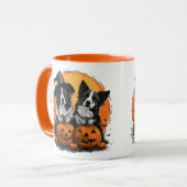 Border Collie Honden Halloween Jack O Lanterns Mok (Voorkant links)
