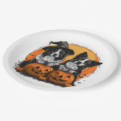 Border Collie Honden Halloween Jack O Lanterns Papieren Bordje (Gekanteld)