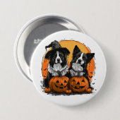 Border Collie Honden Halloween Jack O Lanterns Ronde Button 7,6 Cm (Voorkant /achterkant)