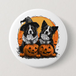 Border Collie Honden Halloween Jack O Lanterns Ronde Button 7,6 Cm