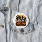 Border Collie Honden Halloween Jack O Lanterns Ronde Button 7,6 Cm (In situ)