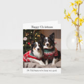 Border Collie Honden in Kersttruien Kaart (Gele Bloem)