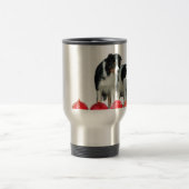 Border Collie Honden met Rode Kerstmis Ornamenten Reisbeker (Center)
