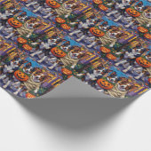 Border Collie Honden Trick-or-Treating in Hallowee Cadeaupapier (Hoek)