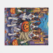 Border Collie Honden Trick-or-Treating in Hallowee Fleece Deken (Voorkant (Horizontaal))
