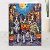 Border Collie Honden Trick-or-Treating in Hallowee Kaart (Voorkant)