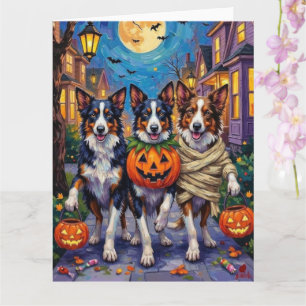 Border Collie Honden Trick-or-Treating in Hallowee Kaart