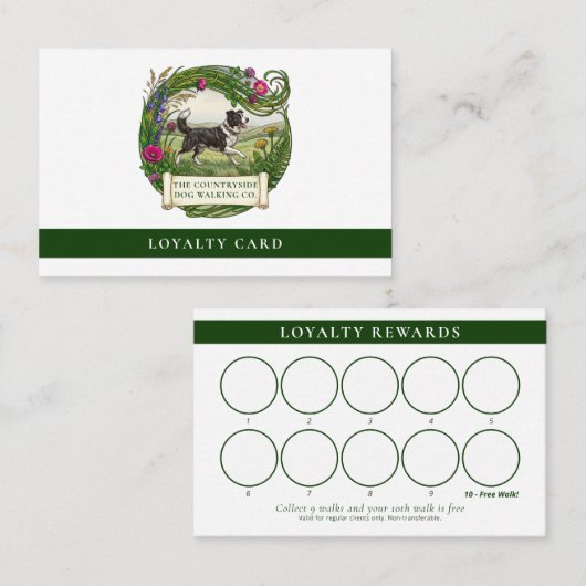 Border Collie-hondenbegeleider Aangepaste loyalite Visitekaartje (Voorkant / Achterkant)