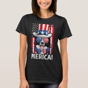 Border Collie Hondenkleding Amerikaanse vlag Patri T-shirt