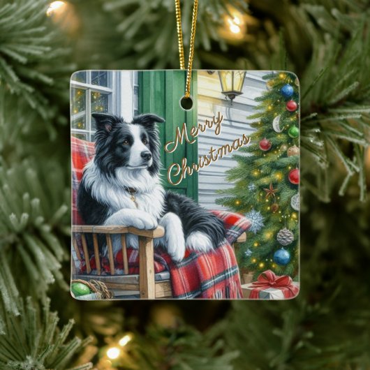 Border Collie Hondenliefhebber Kerstcadeau Ornamen Keramisch Ornament (Boom)