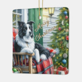 Border Collie Hondenliefhebber Kerstcadeau Ornamen Keramisch Ornament (Links)