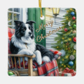 Border Collie Hondenliefhebber Kerstcadeau Ornamen Keramisch Ornament (Voorkant)
