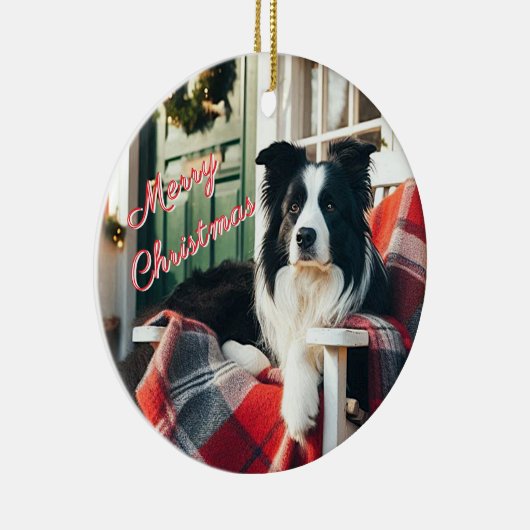 Border Collie Hondenliefhebber Kerstcadeau Ornamen Keramisch Ornament (Rechts)