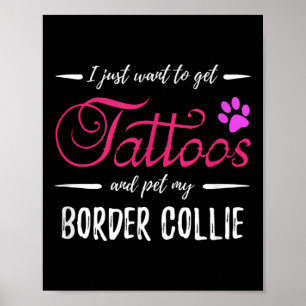 Border Collie Hondenliefhebber Tattoo Funny Dog Mo Poster