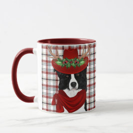 Border Collie Hondenliefhebber Western met kerstmi Mok