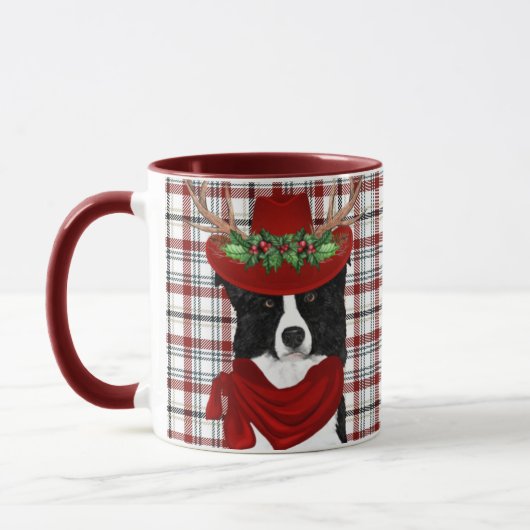 Border Collie Hondenliefhebber Western met kerstmi Mok (Links)