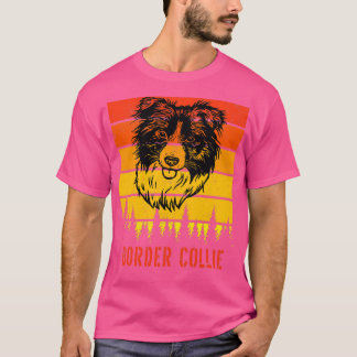 Border Collie Hondenliefhebbers Sunset for Dad Pap T-shirt